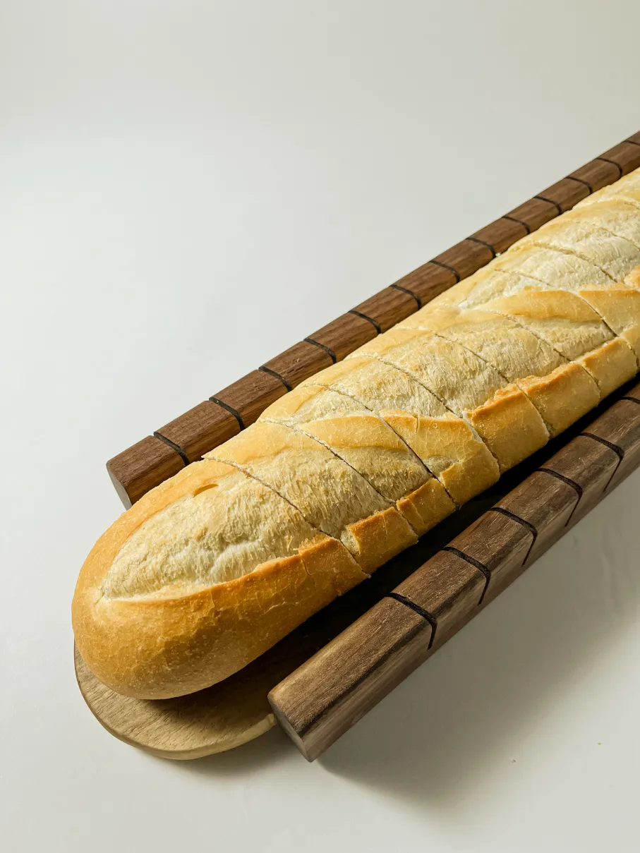 Walnut wooden french bread slicer