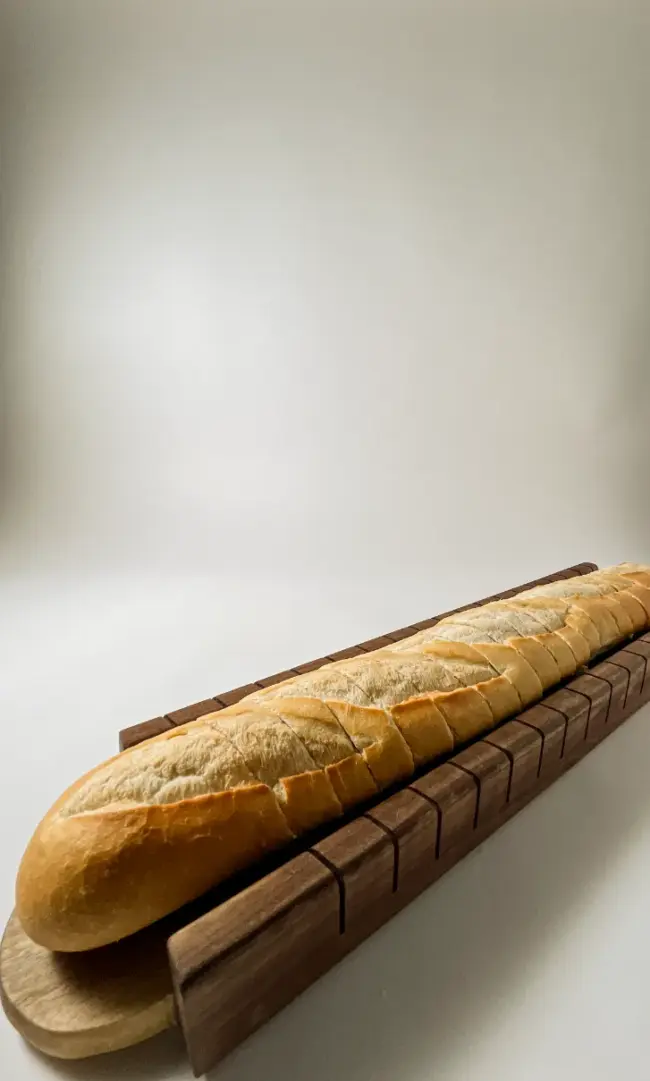 Walnut wooden french bread slicer
