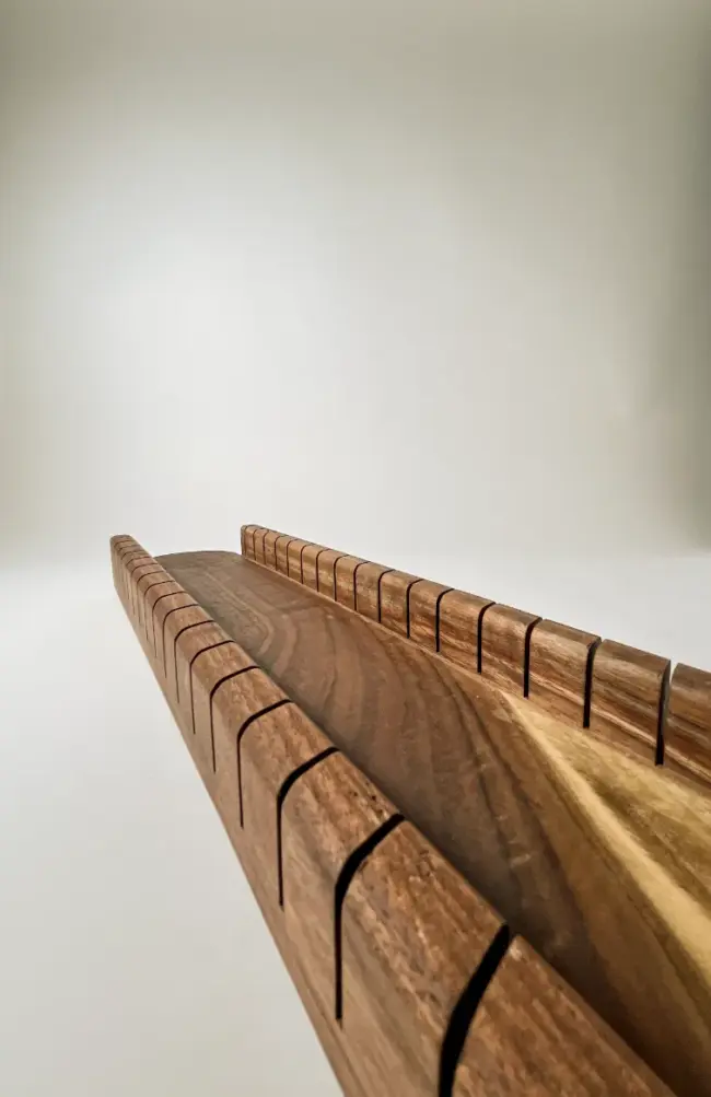 Walnut wooden french bread slicer