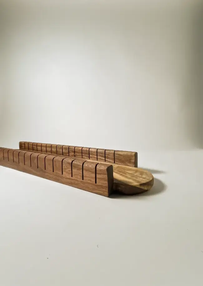 Walnut wooden french bread slicer