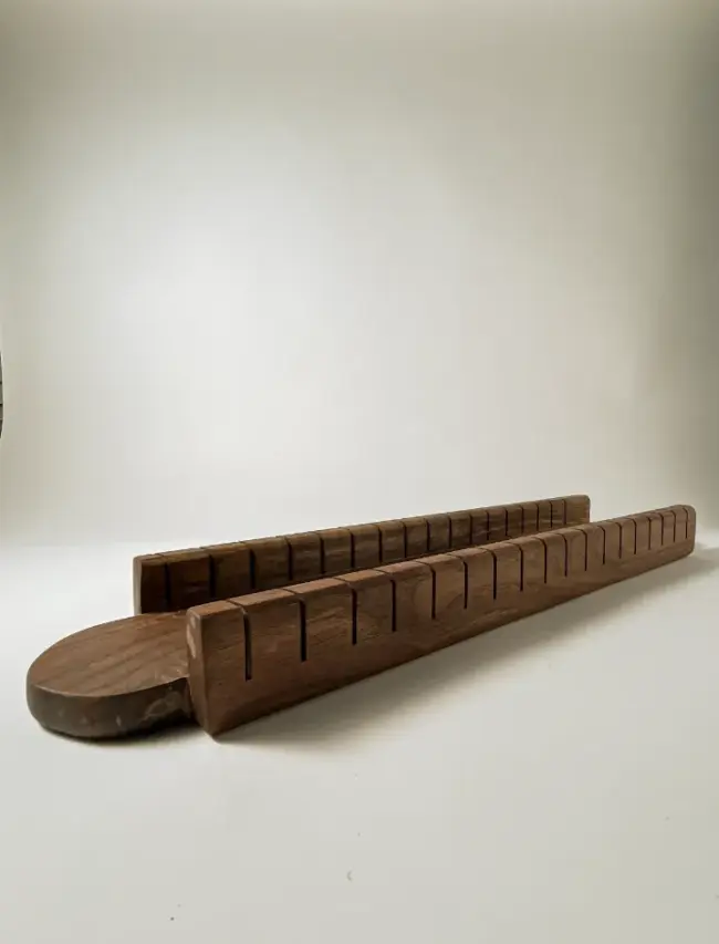 Walnut wooden french bread slicer