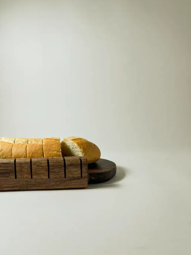 Walnut wooden french bread slicer