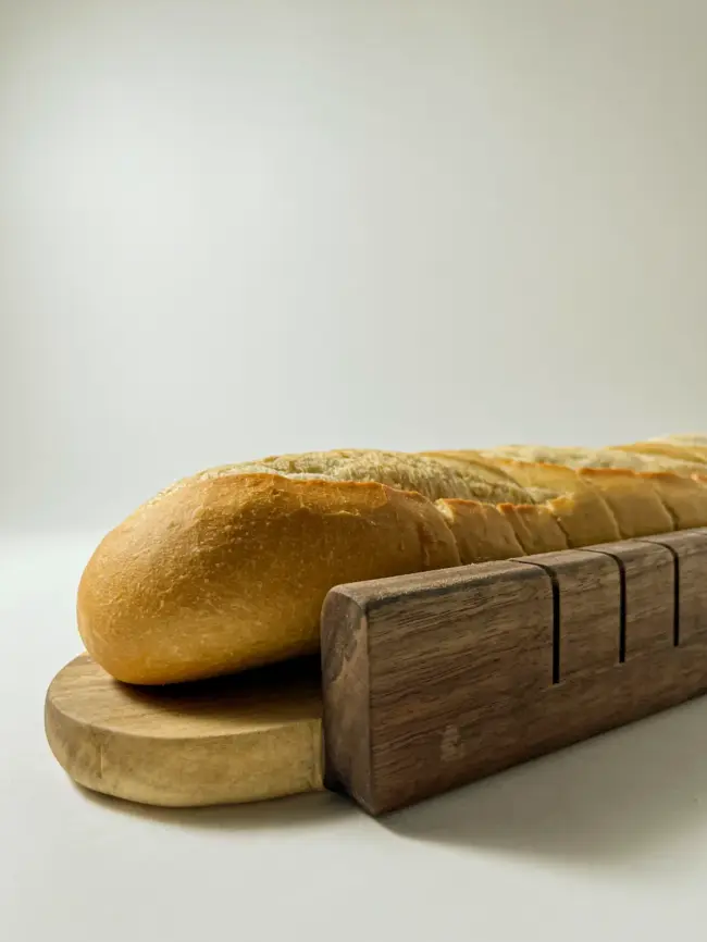 Walnut wooden french bread slicer