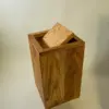 Red oak flippity-top wood trash can bin Handcrafted red oak wood trash can bin with removable wooden lid