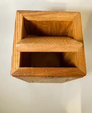 Handcrafted Red Oak Wood Trash Can Bin with Removable Wooden Lid