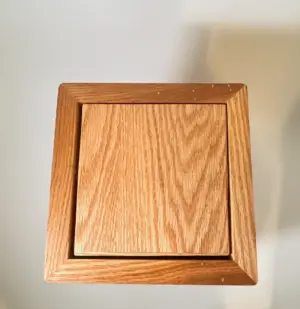Handcrafted Red Oak Wood Trash Can Bin with Removable Wooden Lid
