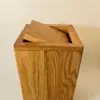 Red oak flippity-top wood trash can bin Handcrafted red oak wood trash can bin with removable wooden lid