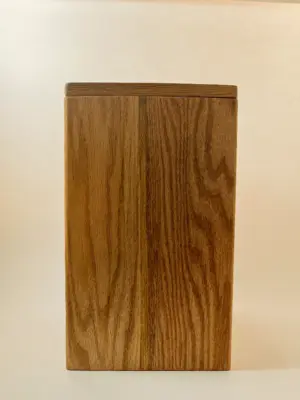 Handcrafted Red Oak Wood Trash Can Bin with Removable Wooden Lid