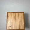 Red oak flippity-top wood trash can bin bottom view