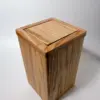 Red oak flippity-top wood trash can bin with the removable lid