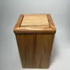 Red oak flippity-top wood trash can bin with the removable lid