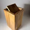 Red oak flippity-top wood trash can bin with the removable lid