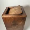 Walnut flippity-top wood trash can bin (small, large) Walnut wood trash can bin with lid and handle