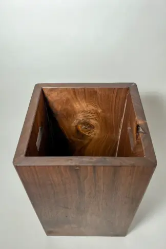 Walnut wood trash can bin with lid and handle