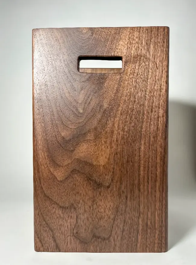 Walnut wood trash can bin with lid and handle