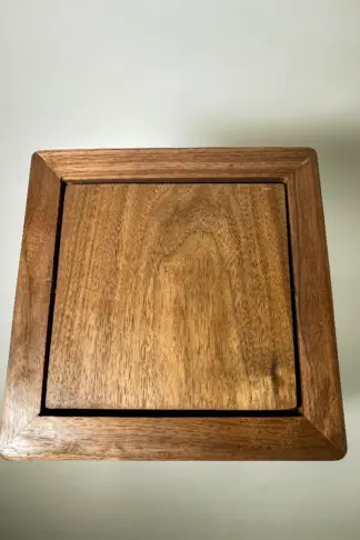 Walnut wood trash can bin with lid and handle