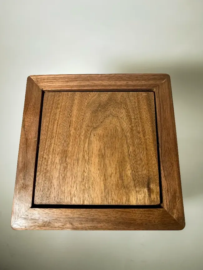 Walnut wood trash can bin with lid and handle