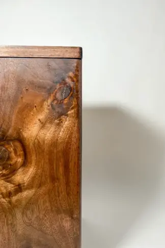 Walnut wood trash can bin with lid and handle