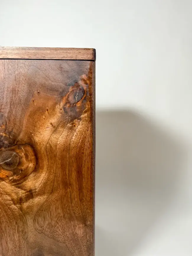 Walnut wood trash can bin with lid and handle