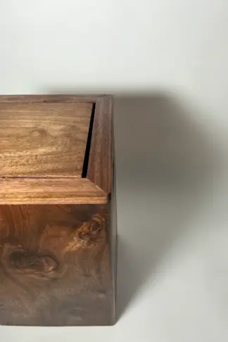 Walnut wood trash can bin with lid and handle