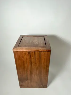 Walnut wood trash can bin with lid and handle