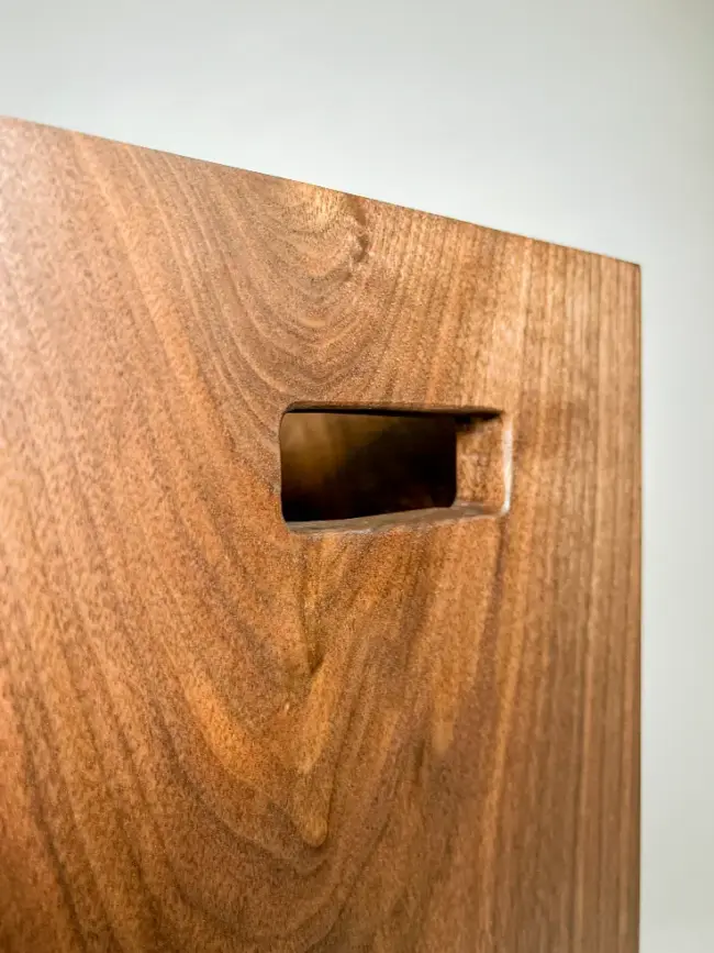 Walnut wood trash can bin with lid and handle