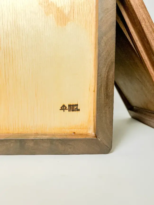 Walnut wood trash can bin with lid and handle
