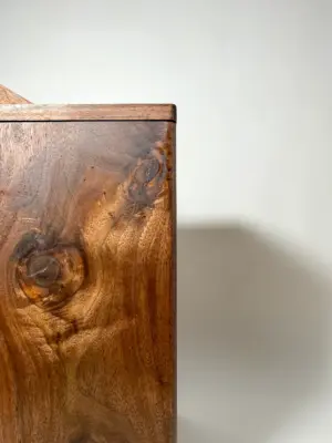 Walnut wood trash can bin with lid and handle