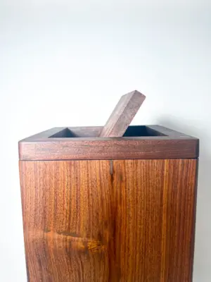 Home Walnut flippity-top wood trash can bin (with handle)-14