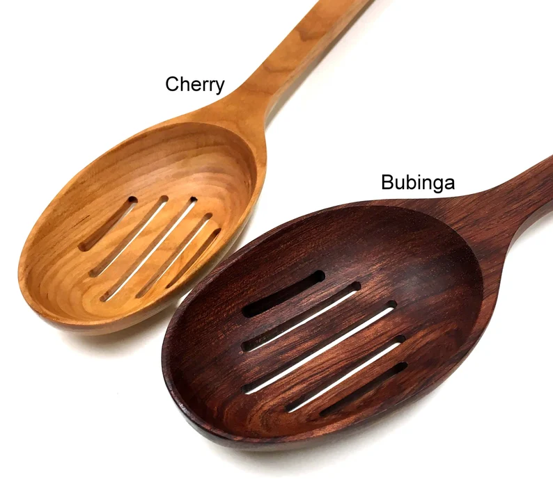 Handcrafted wooden strainer spoon