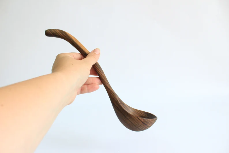 Walnut wood ladle soup kitchen utensil