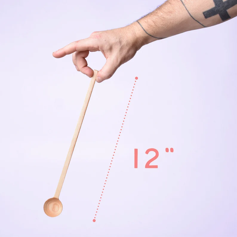 Wooden slotted spoon - 12 inches - handcrafted cooking spoons