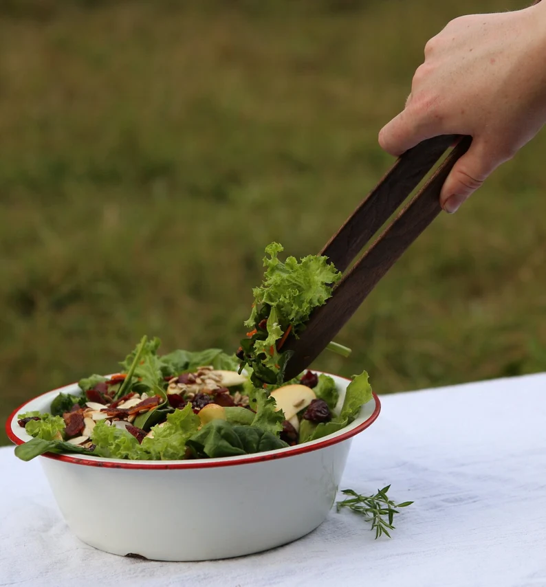 Black walnut handmade solid wood tongs