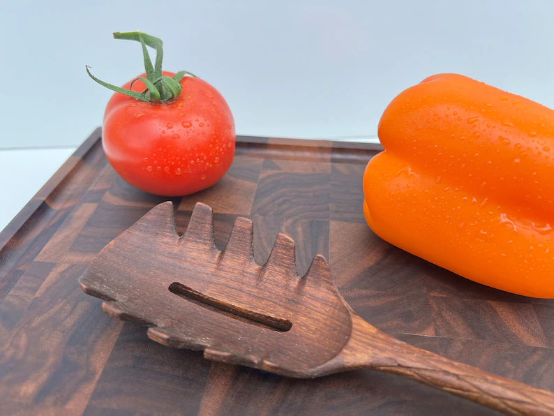 Handcrafted teak wooden pasta fork kitchen utensil