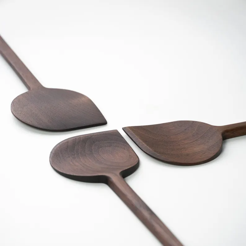Handcrafted angled wooden spoon spatula