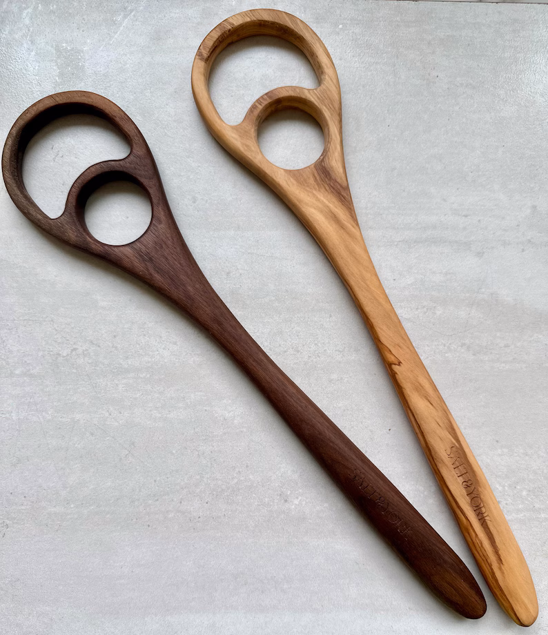 Handcrafted walnut dough whisk