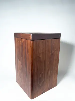 Walnut flippity-top wood trash can bin