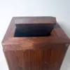 Walnut flippity-top wood trash can bin (small, large) Walnut flippity-top wood trash can bin