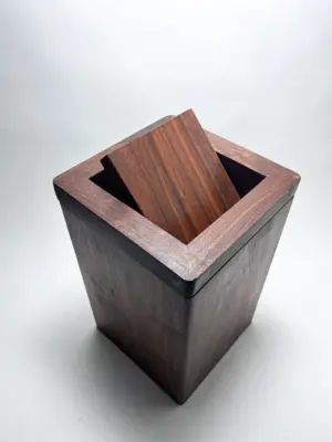 Walnut Flippity-Top Wood Trash Can Bin-24