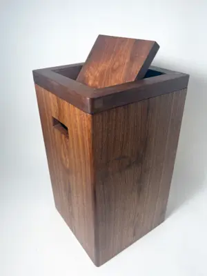 Walnut flippity-top wood trash can bin-41