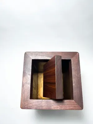 Walnut flippity-top wood trash can bin (without handle)-20