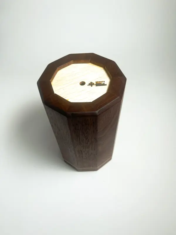 Underneath of walnut wood kitchen utensil holder