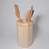 Maple Wood Kitchen Utensil Holder with Walnut Strip with wooden utensils