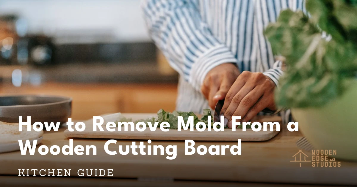 Wooden cutting board on kitchen counter showing natural wood grain texture